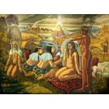 RICHARD TURNER (British, 1930-2013) 'The Resurrection of Tutankhamun', oil on canvas, 225cm x 165cm.
