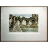 VALERIE THORNTON RE (British, 1931-1991) 'The Loire at Vendôme', etching, signed and dated '86, 28cm
