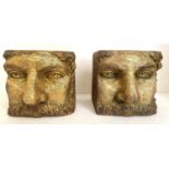 GRECIAN GENTLEMAN BUST PLANTERS, a pair, gilt finish, 45cm x 36cm x 35cm. (2)