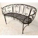 GARDEN BENCH, 1950's French style, aged metal, 75cm x 120cm x 60cm.