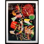 CONTEMPORARY SCHOOL ABSTRACT PRINTS, a collection of five, various sizes and description, framed,