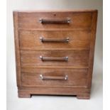 ART DECO CHEST, limed oak Heals manner four drawers and silver mounted handles.