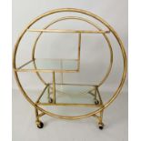 COCKTAIL TROLLEY, French Art Deco style, 93cm high, 82cm wide, 37cm deep, gilt metal and glass.