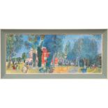 AFTER RAOUL DUFY 'Paddock à Deauville', quadrichrome, with signature in the plate, 37cm x 90cm,