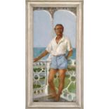 DOROTHY FRANKS ARCA NEAC (British, 1919-1945) 'Portrait of Bill Brooks, standing on the balcony of