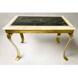 MULLER OF MEXICO LOW TABLE, 71cm x 45cm x 47cm, circa 1960, signed, marble and brass.