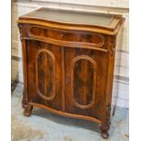 SIDE CABINET, 89cm H x 76cm x 42cm, circa 1870 German, mahogany, with black leather top above a