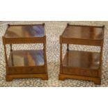 LAMP TABLES, a pair, 55cm H x 46cm x 46cm, Georgian style yewwood, each with single drawer. (2)