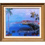 AFTER RAOUL DUFY 'Bay of Angels, Nice', quadrichrome, signed in the plate, 45cm x 55cm, in a vintage