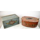 SWEDISH MARRIAGE BOX, painted with sliding lid and dated 1837, along with a 19th century painted