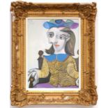 PABLO PICASSO 'Seated Woman in Hat', affiche, signed and dated in the plate, ref. Berggruen, 60cm