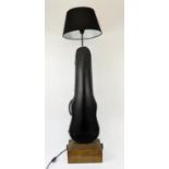 BLUETOOTH SPEAKER TABLE LAMP, 114cm H, made from a violin case by Bee Rich, with shade.