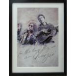 A COLOUR PHOTOPRINT OF BOB DYLAN THROUGH THE AGES WITH A SONG QUOTE, 'For the Times they are a