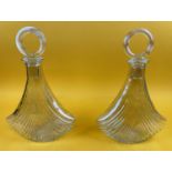 MURANO STYLE GLASS DECANTERS, a pair, 40cm x 25cm x 9cm. (2)