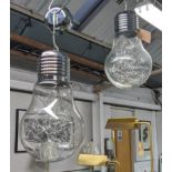 PENDANT LIGHTS, a pair, giant bulb design, 70cm H each, 30cm W each. (2)