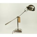 FLAMANT DESK LAMP, approx. 60cm H x 70cm W, polished metal.
