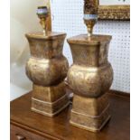 TABLE LAMPS, a pair, 48cm H, gilt ceramic. (2)