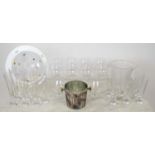 COLLECTION OF GLASSWARE, to include a Salviati ice bucket, various matching sets of glasses, a