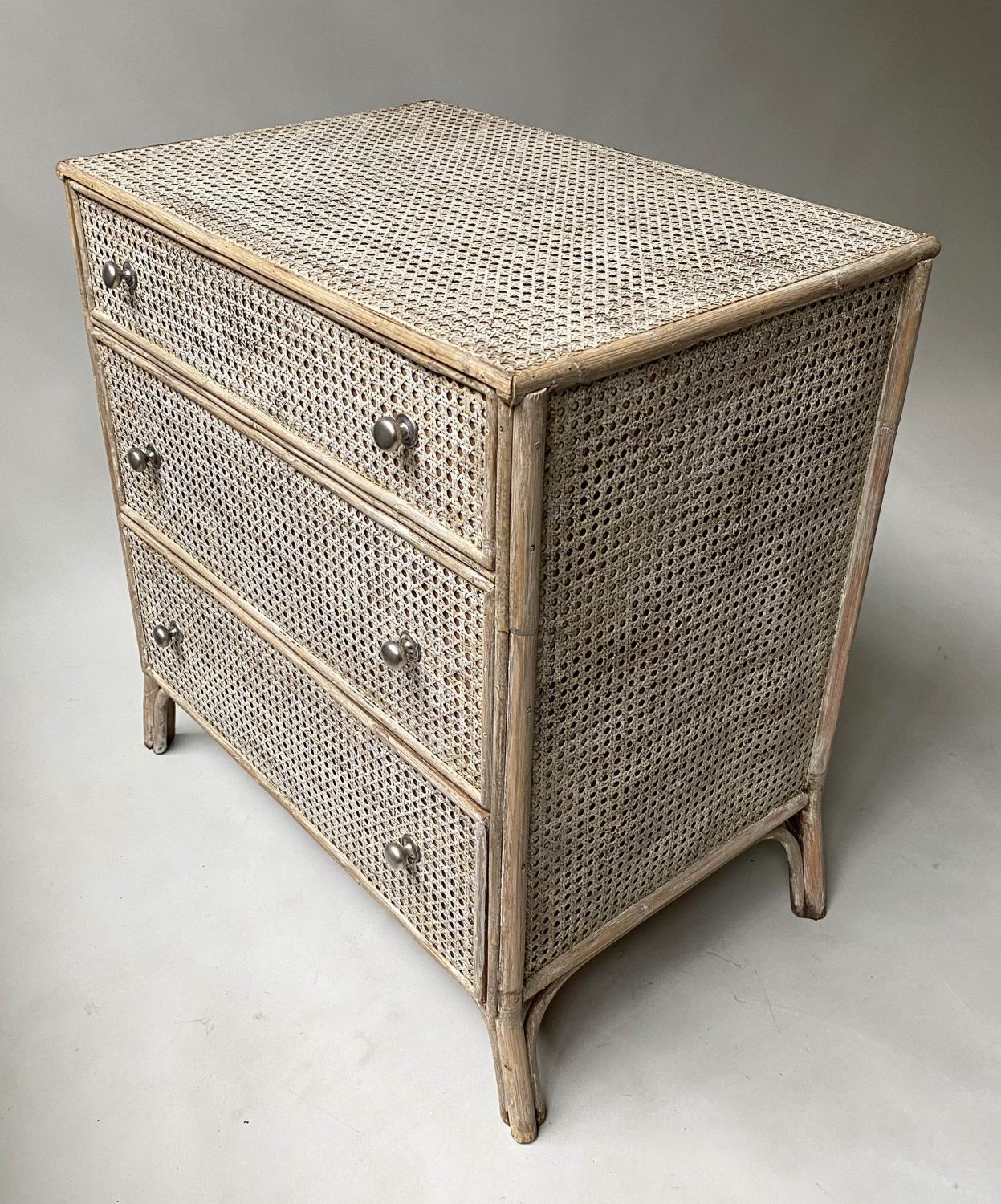 CHEST, bamboo framed with three long cane panelled drawers, 68cm x 76cm H x 48cm. - Image 2 of 7