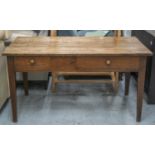 FARMHOUSE TABLE, 74cm H x 141cm W x 78cm D, 19th century French oak with two drawers.