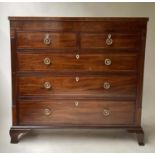 SCOTTISH HALL CHEST, 19th century flame mahogany with two short and three long drawers, 118cm x