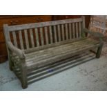 GARDEN BENCH, 78cm h x 184cm, vintage weathered teak.