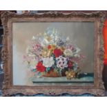 G.ROCK 'Still Life of Flowers', 1950, oil on canvas, signed and dated lower right, framed.