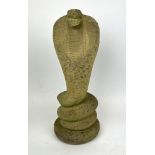 COBRA GARDEN STATUE, weathered stone, 54cm H.