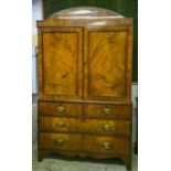 LINEN PRESS, 203cm H x 122cm x 55cm, George III mahogany, circa 1800, with sliding trays above a