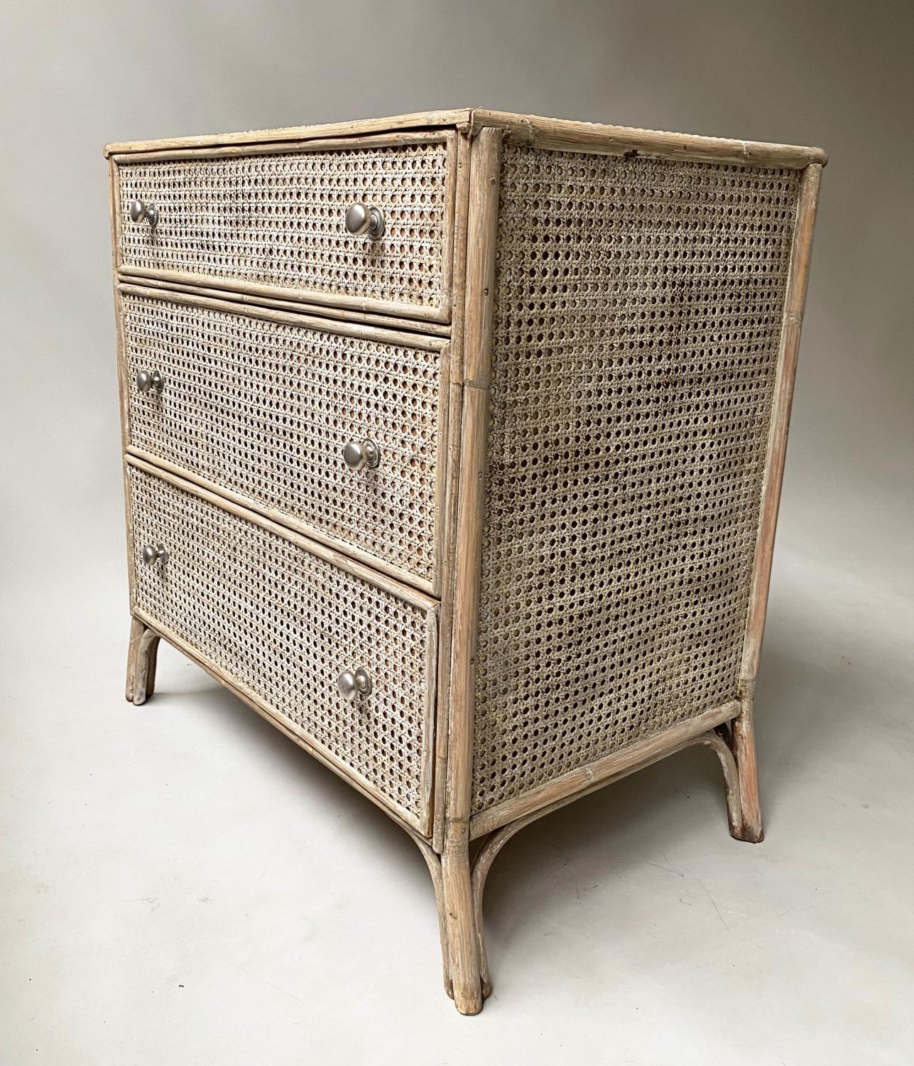 CHEST, bamboo framed with three long cane panelled drawers, 68cm x 76cm H x 48cm. - Image 4 of 7