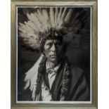 CONTEMPORARY SCHOOL, 136cm x 117cm, portrait of a native American gentleman, framed and glazed.