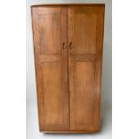 ERCOL WARDROBE, solid elm construction enclosing full double hanging space, stamped, original key,