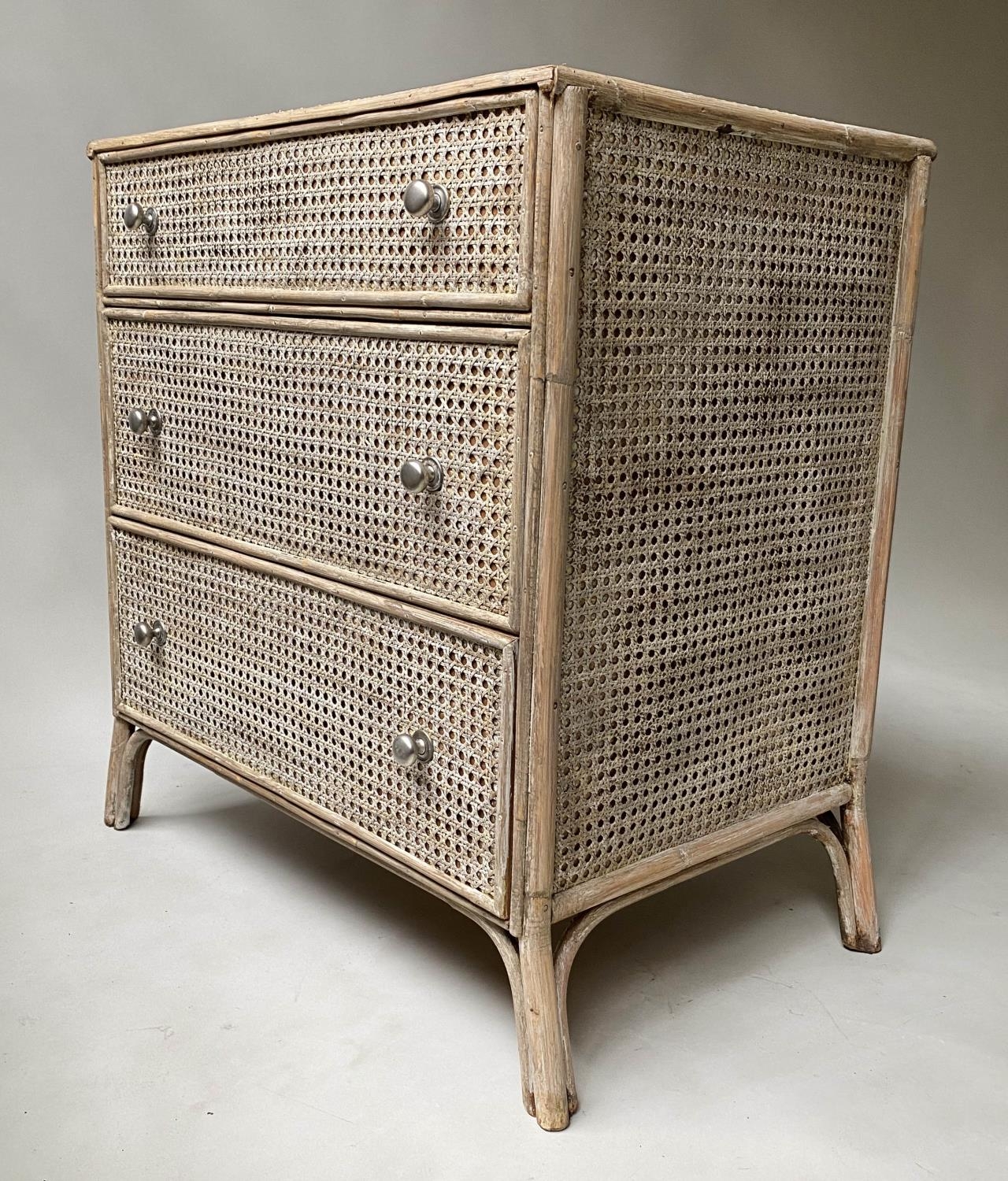 CHEST, bamboo framed with three long cane panelled drawers, 68cm x 76cm H x 48cm. - Image 5 of 7