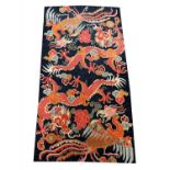 ANTIQUE TIBET RUG, 157cm x 85cm, dragon and phoenix design.