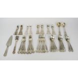 A MATCHED CANTEEN OF CUTLERY, silver, kings pattern, various years, comprising six forks, London