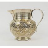 WATER JUG, Victorian Scottish silver, Edinburgh 1896, makers mark for David Chichton, the body of