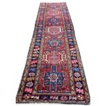 ANTIQUE HERIZ RUNNER, 315cm x 95cm.