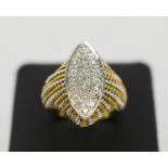 DRESS RING, 18ct gold diamond cluster dress ring, the setting with twenty-two small individually set