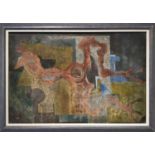 J. RABSTEIN 'Abstract', oil on canvas, inscribed verso, 51cm x 76cm, framed.