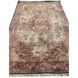 FINE PURE SILK MOHTASHAM DESIGN RUG, 200cm x 130cm.