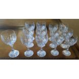BACCARAT WINE GLASSES, TWO SETS OF SIX AND ONE OTHER. (13)