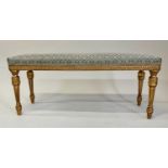 HEARTH STOOL, late 19th/early 20th century French Louis XVI style giltwood with tapestry style