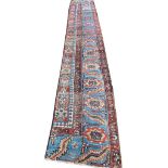 ANTIQUE BAKSHAISH BORDER RUNNER, 380cm 60cm.