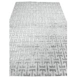 CONTEMPORARY ART DECO DESIGN SILK CARPET, 400cm x 300cm, geometric silver field.