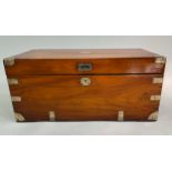 TRUNK, 19th century export camphorwood and brass bound with rising lid and carrying handles, 90cm
