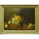 17th CENTURY MANNER 'Still Life with Fruits and Shrimp', oil on canvas, 55cm x 71cm, framed.