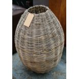 WICKER BASKET, 105cm x 55cm, contemporary ovoid shape.