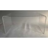 LOW TABLE, rectangular arched lucite, 93cm x 50cm x 42cm H.