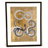 CONTEMPORARY SCHOOL, 100cm x 80cm, untitled print of snakes, framed and glazed.