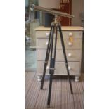 TELESCOPE, 98cm -104cm L, nickel plated on adjustable ebonised tripod.